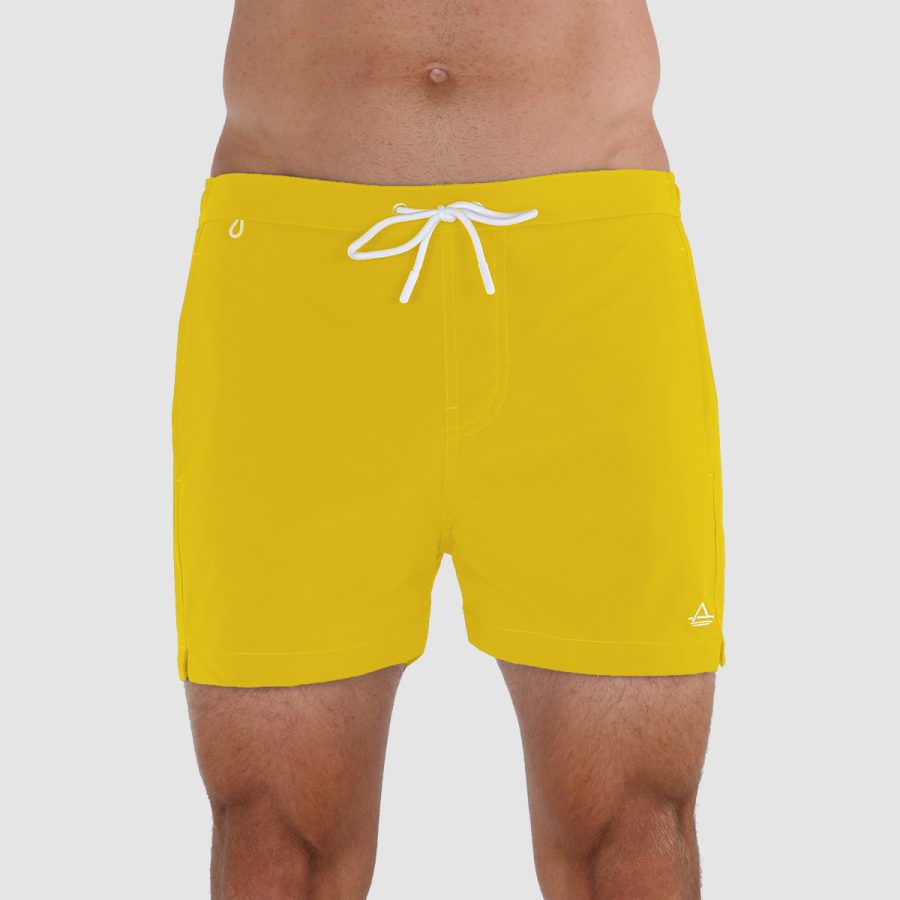 Yellow Swim Trunks: 3 inch inseam