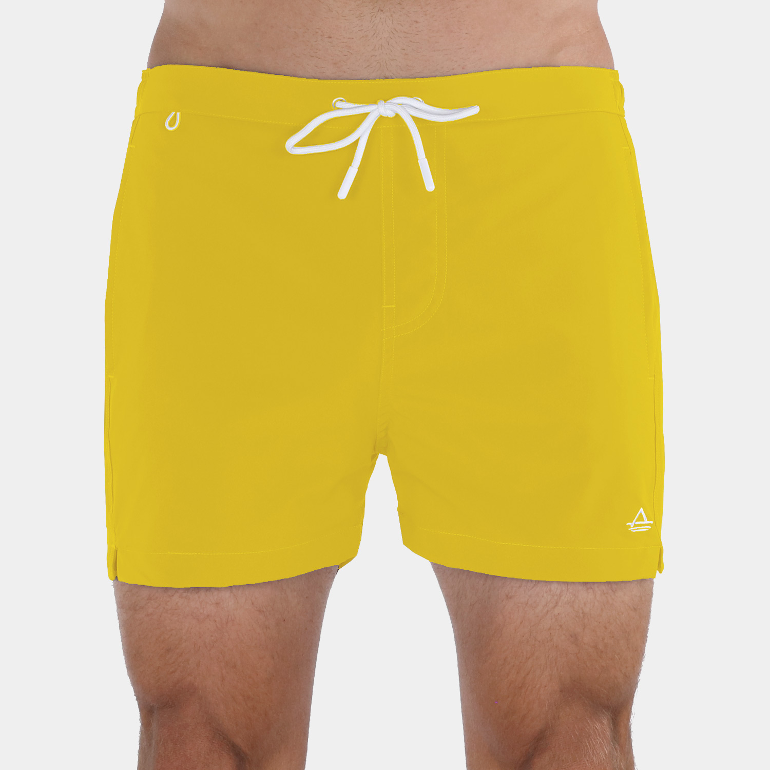 Yellow Swim Trunks: 3 inch inseam