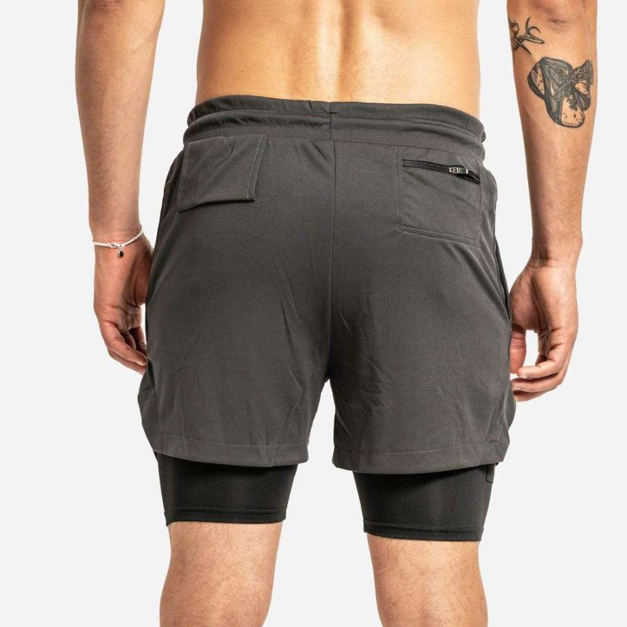 Avalon: Hybrid Gym Shorts with Compression Liner in Grey 04