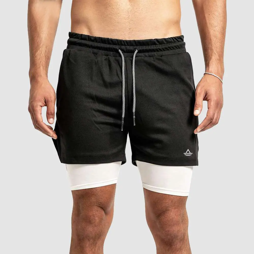 Men's Camo Gym Shorts with Compression Liner: Avalon Hybrid