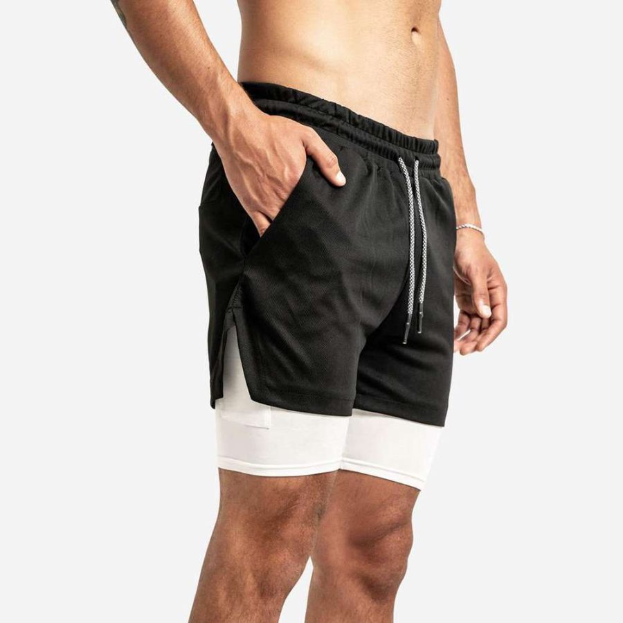 Hybrid Men's Gym Shorts with compression liner in black - 03