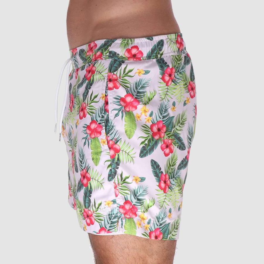 Mens 2 in 1 swim shorts with compression liner: Floral Print 05