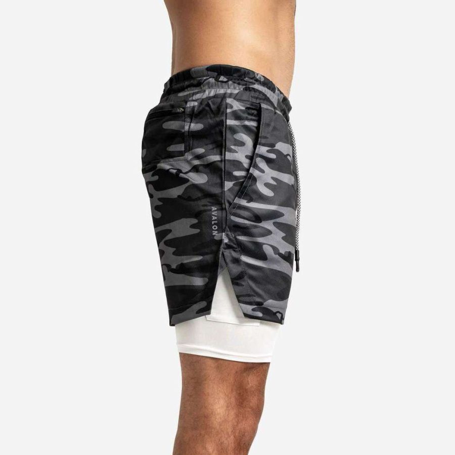 Men's Camo Gym Short with Compression Liner 02