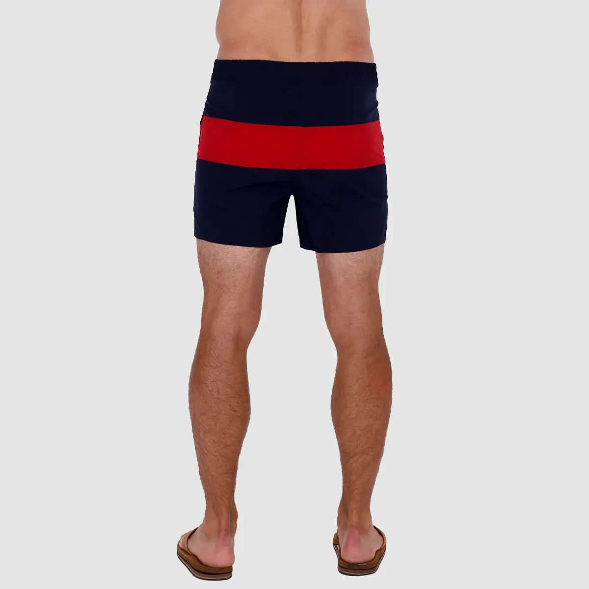 Shop Retro Swim Trunks: The Malibu Men's Trunk in Navy & Red