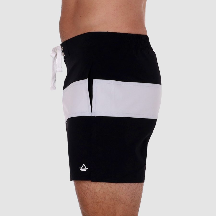 Retro Swim Shorts: Avalon Malibu Black and White 05