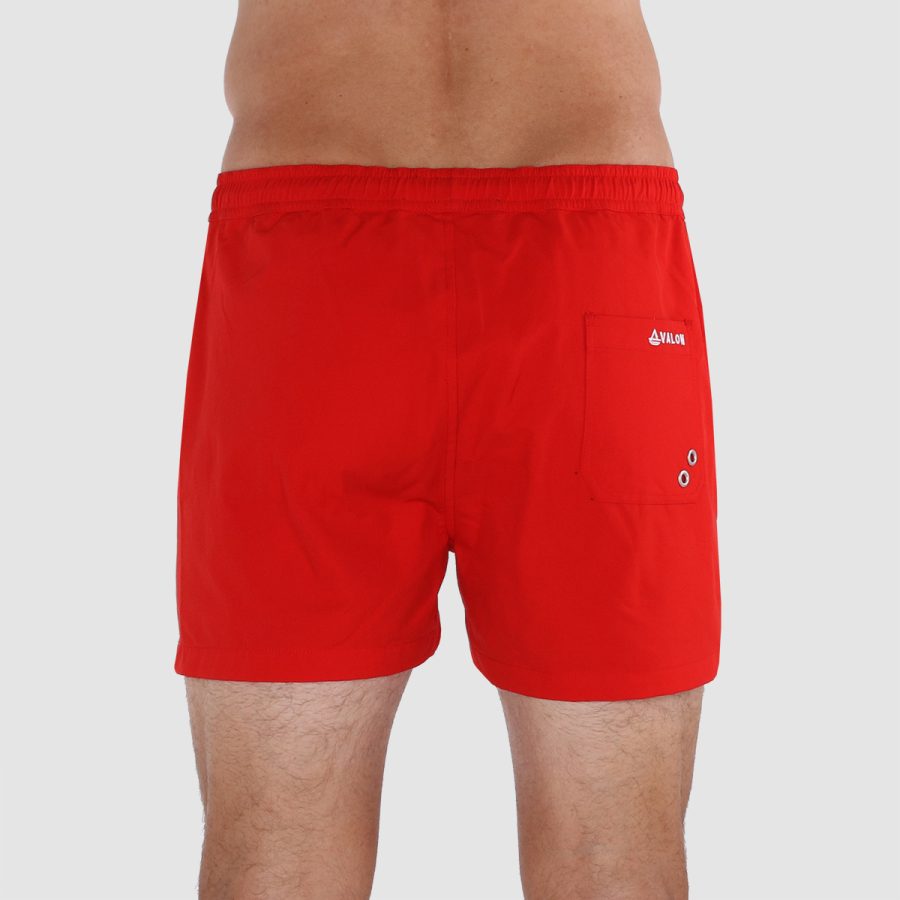 mens 3 inch inseam short swim trunks: Avalon Classics in Red 04