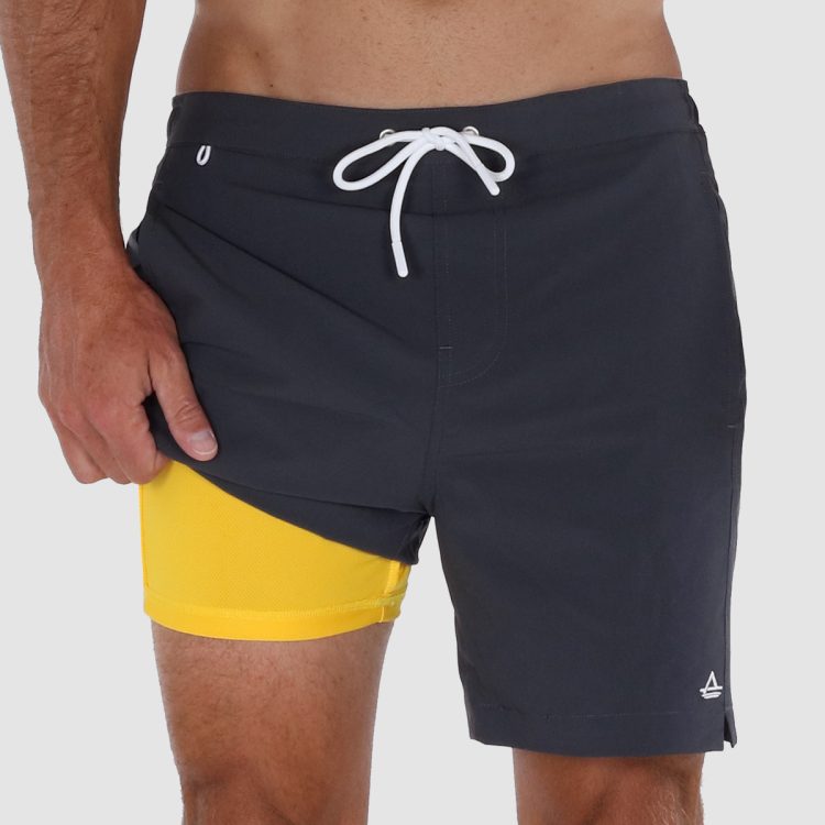 Classics 6" Inseam Swim Trunks with Compression Liner: Charcoal