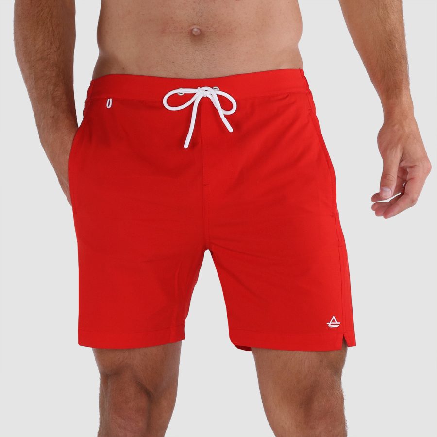 Classics 6" Inseam Swim Trunks with Compression Liner: Red 04