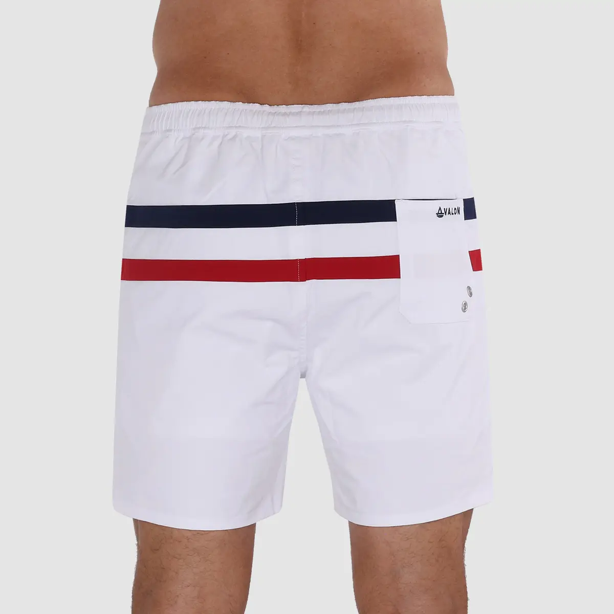 Men s Short 6 Inseam Swim Trunks with Compression Liner White