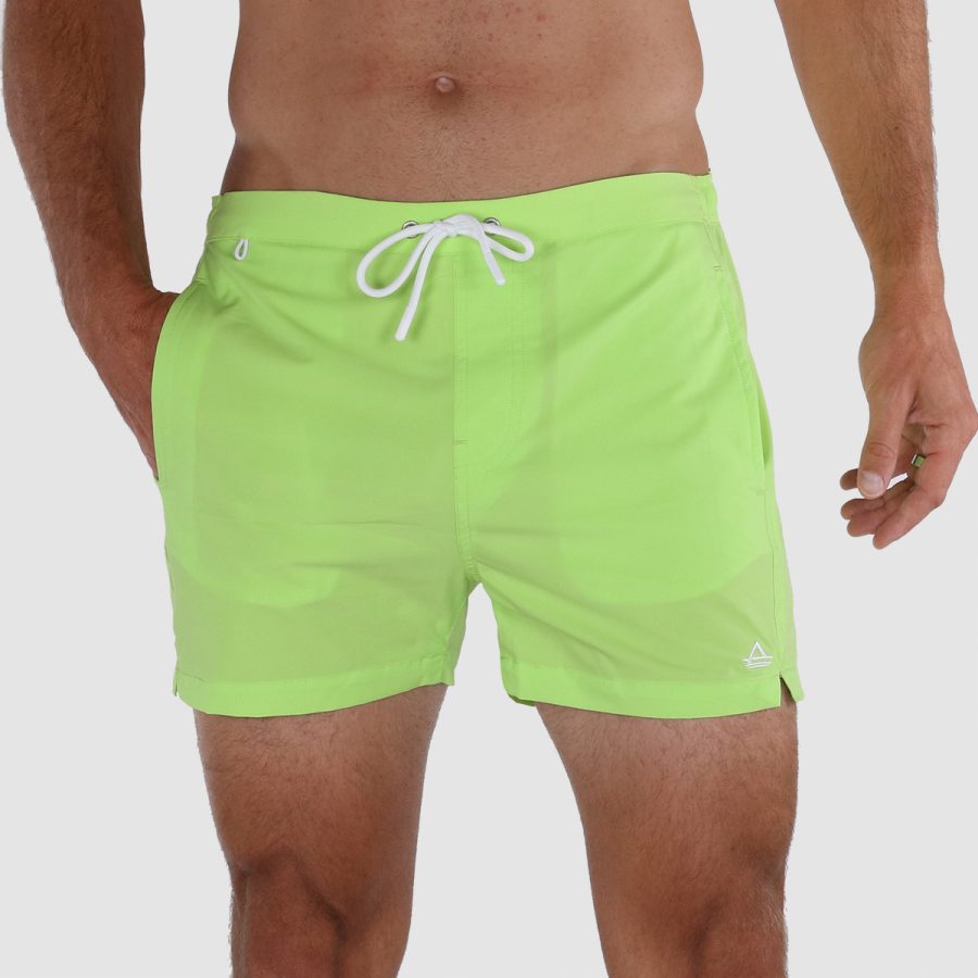 Mens Short Swim Trunk with 3" Inseam: Avalon Classics Lime Green 03