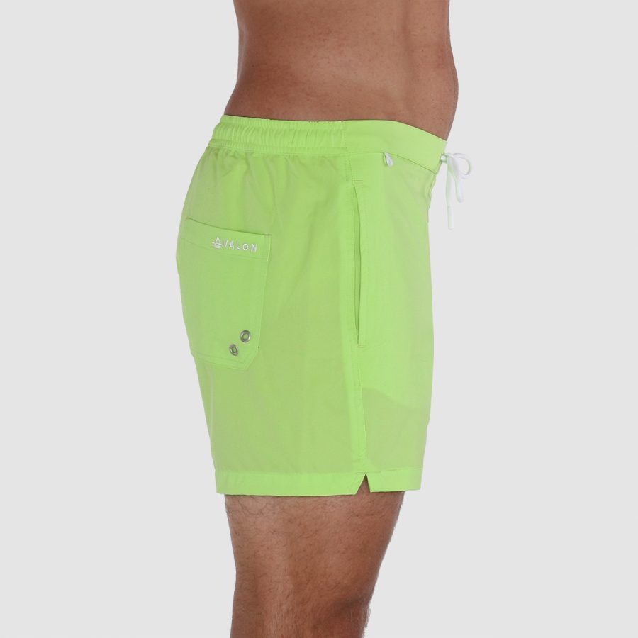 Mens Short Swim Trunk with 3" Inseam: Avalon Classics Lime Green 05