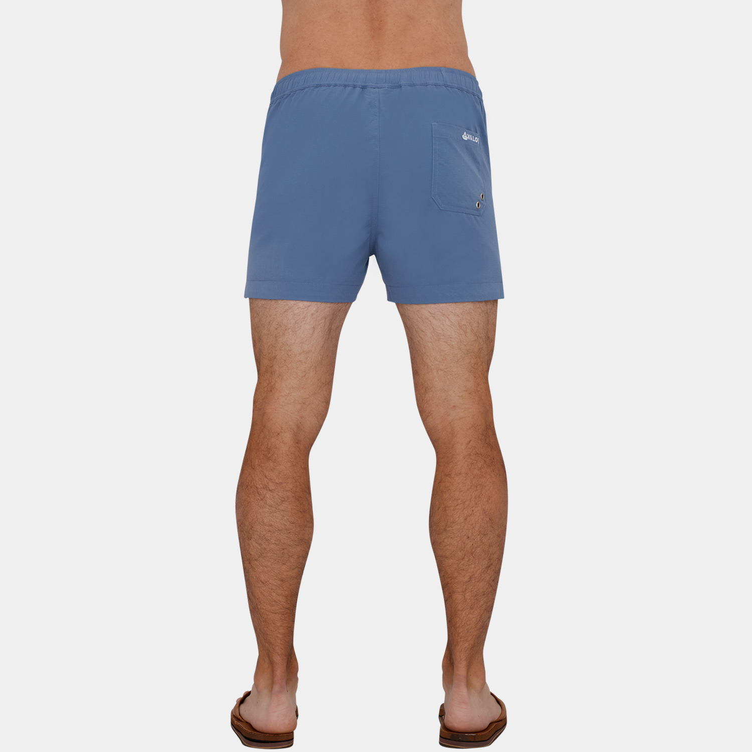 Short Length 3 Inch Inseam Swim Trunks: Blue - 04