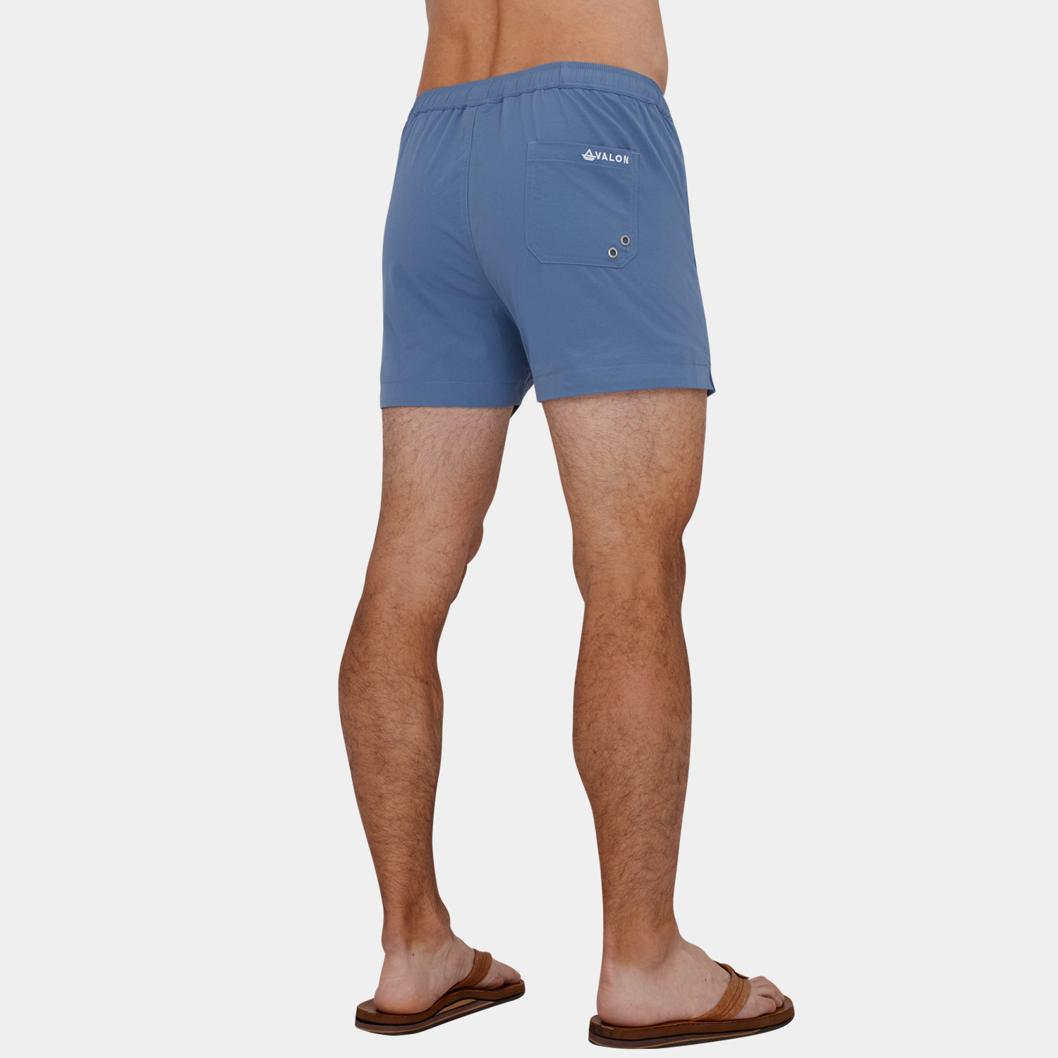 Short Length 3 Inch Inseam Swim Trunks: Blue - 06