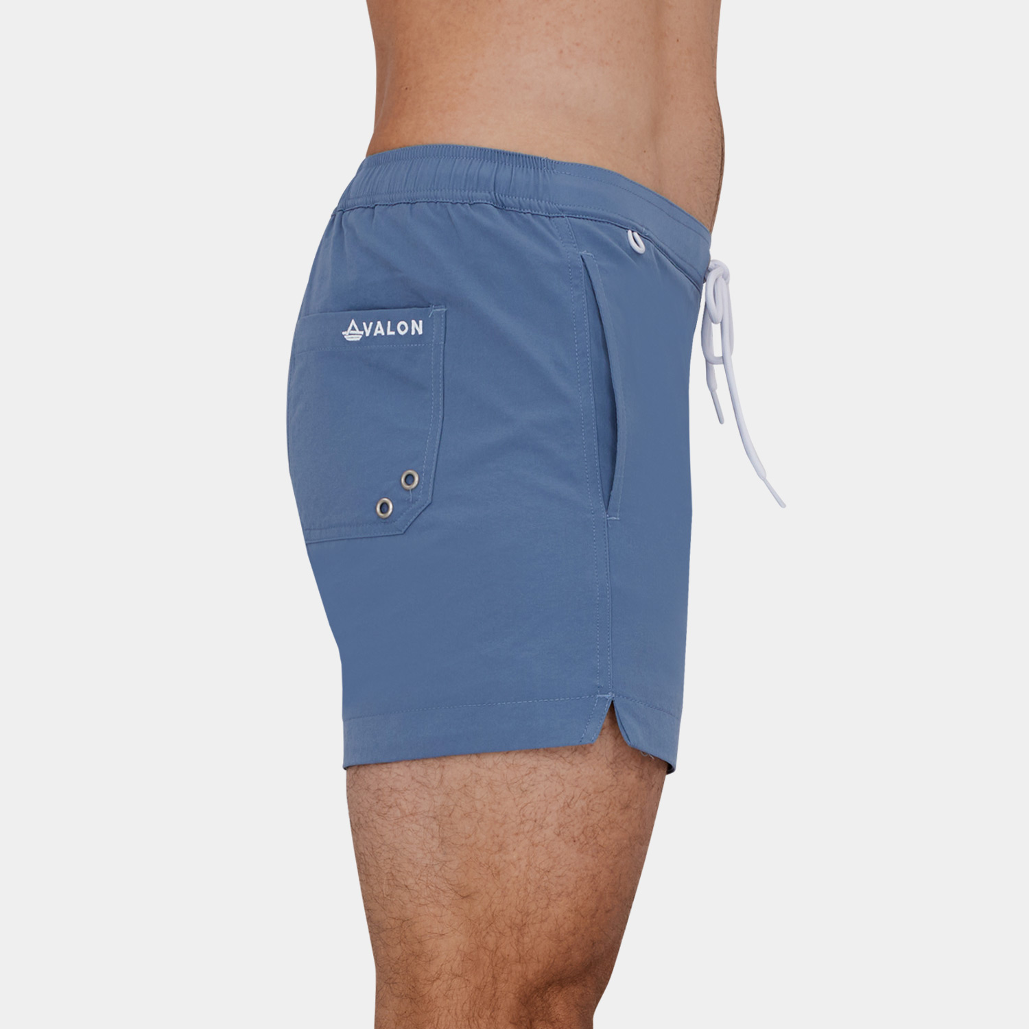 Short Length 3 Inch Inseam Swim Trunks: Blue - 07