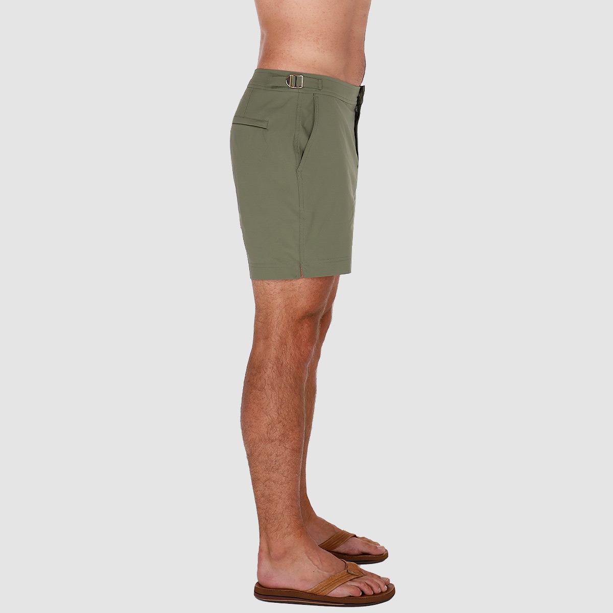 Men's 4.5 Inch Inseam Swim Trunks with Compression Liner in Green: 06