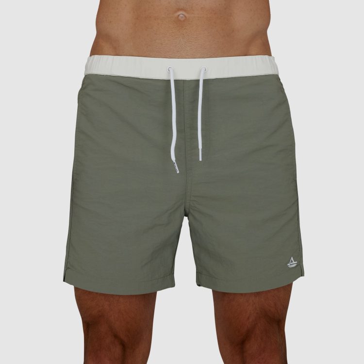Mens 15 Inch Swim Trunks: Sage Green