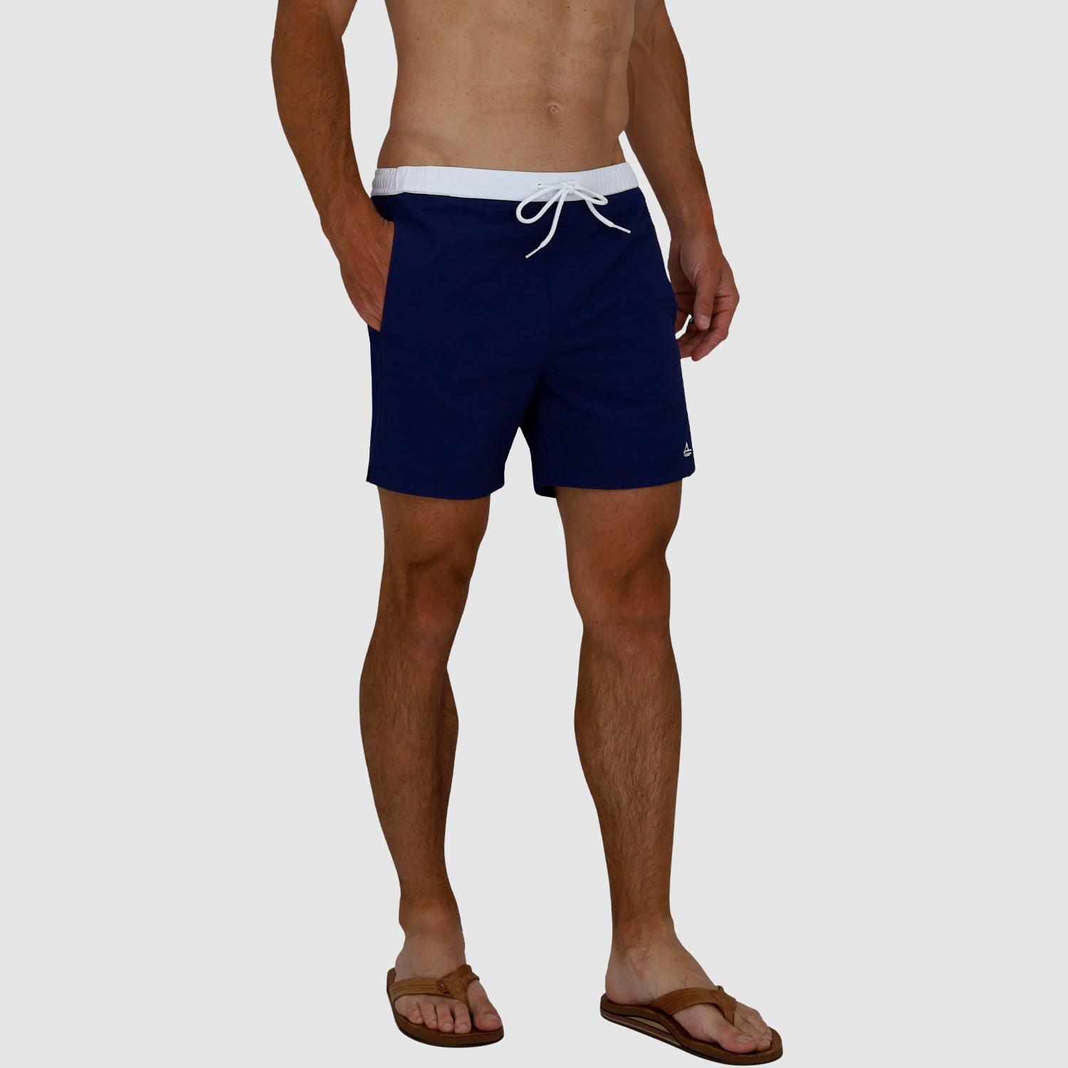 Mens Short Swim Trunks: Navy Blue - 02