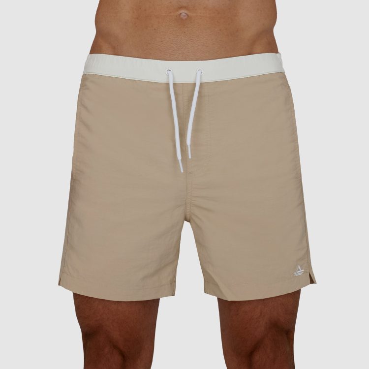 Mens Short Swim Trunks: Tan