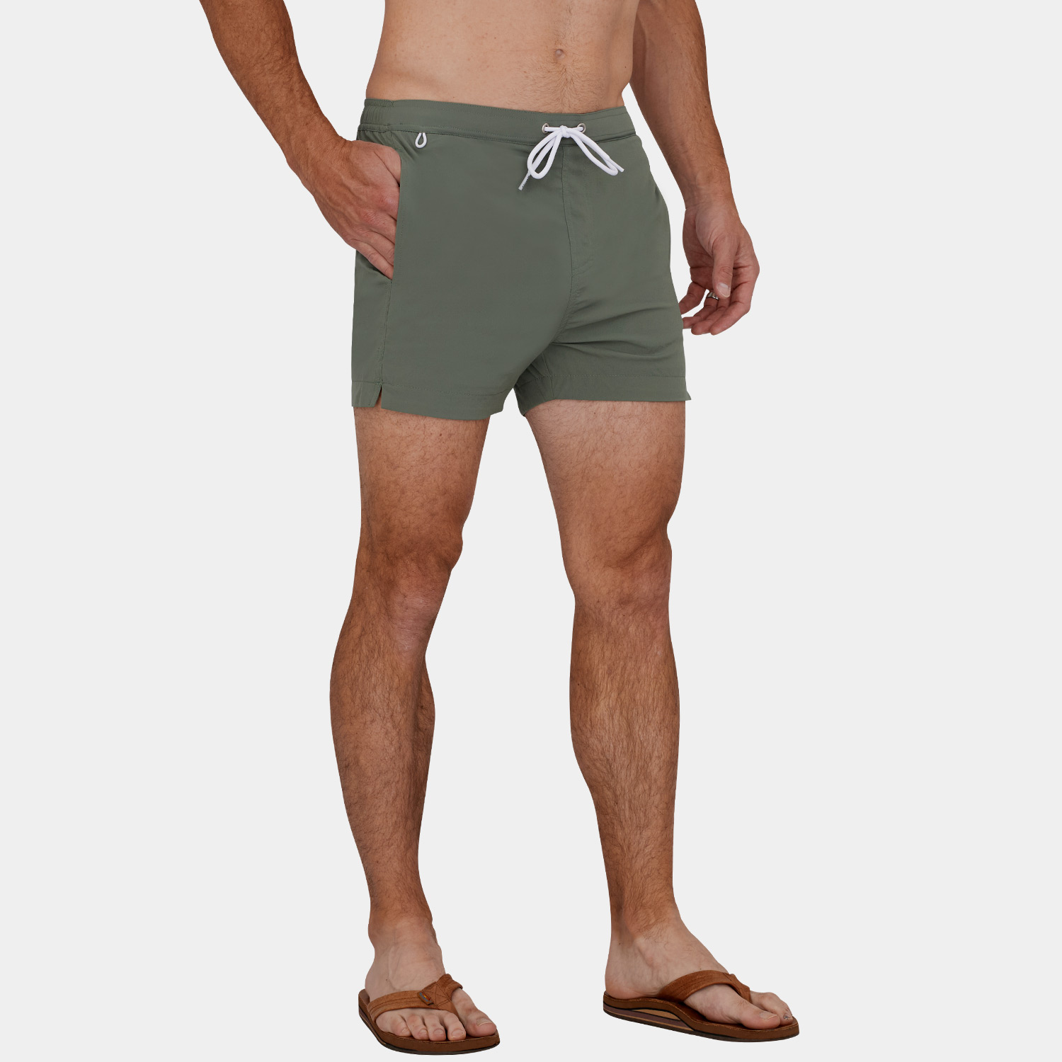 3 Inch Swim Trunks: Green - 02