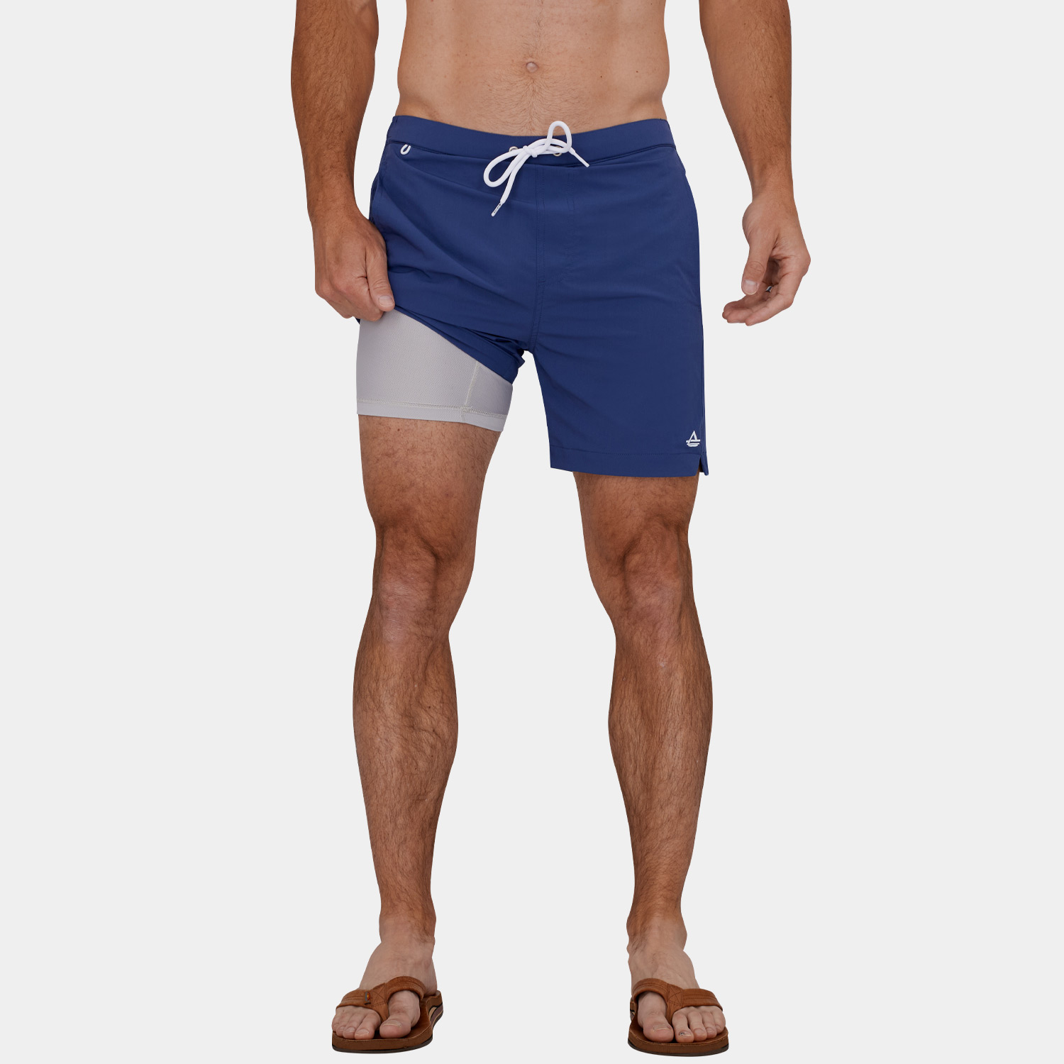Mens Compression Lined Swim Trunks: Blue - 08
