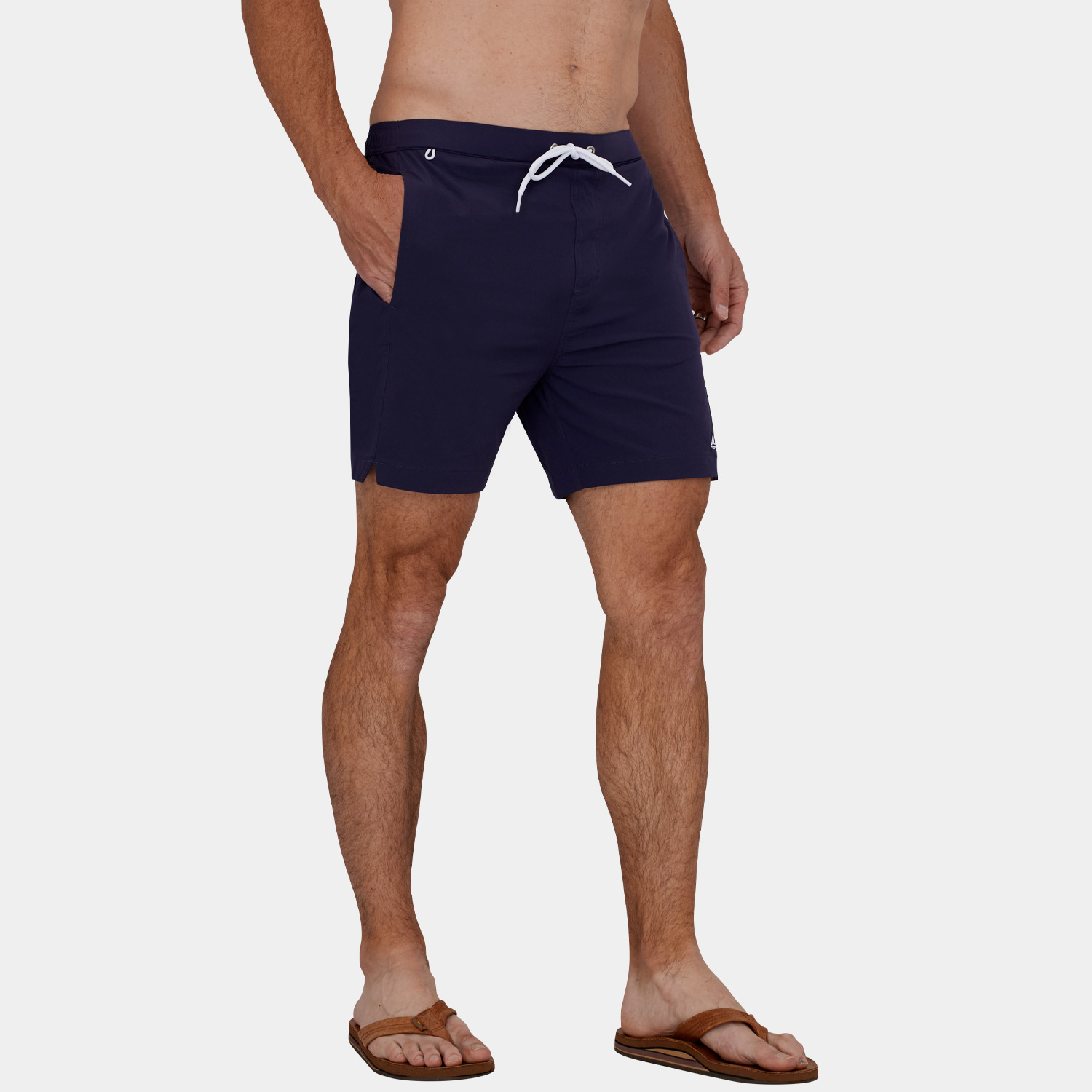 Swim Trunks with Compression Liner: Navy Blue - 07
