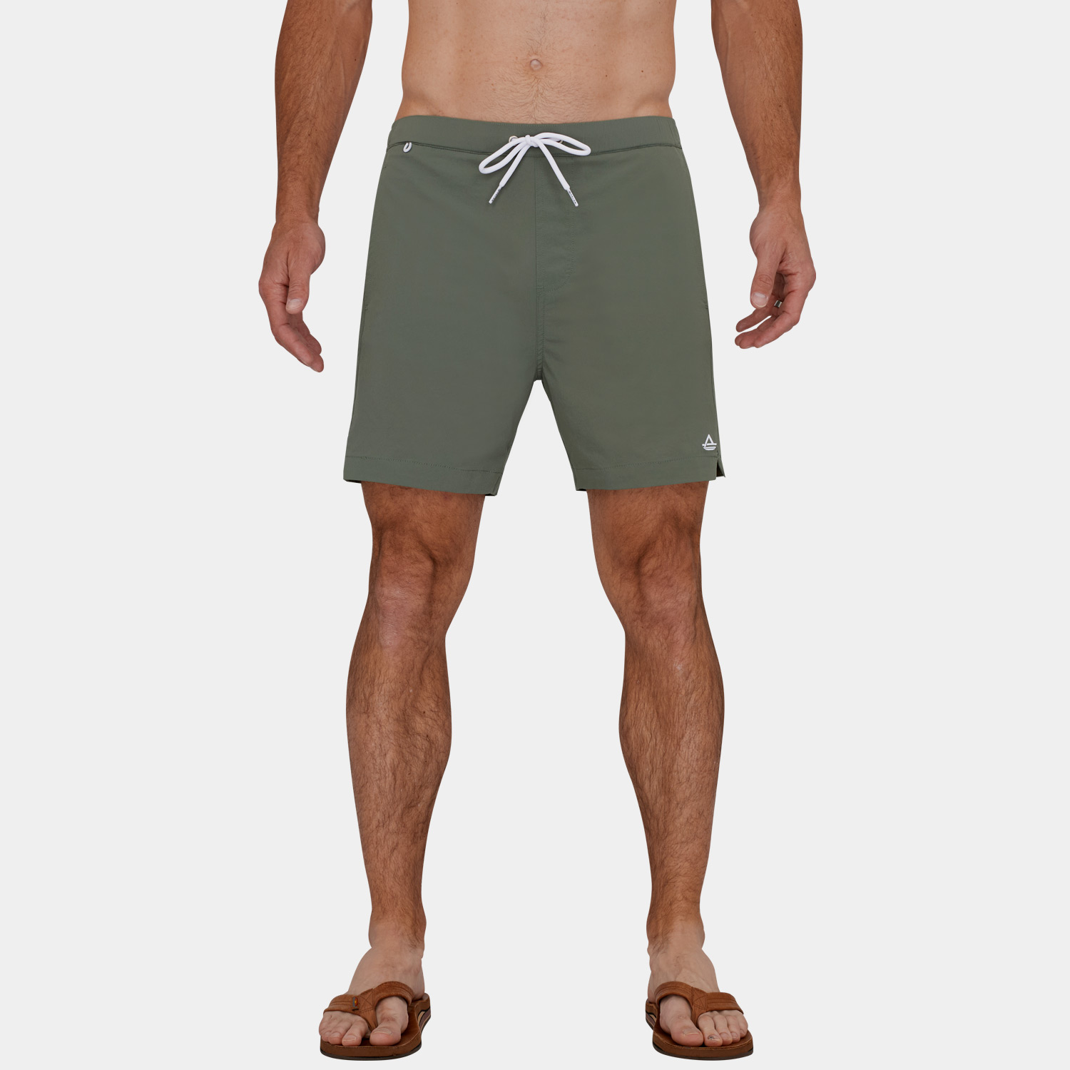 Swim Trunks with Compression Liner: Sage Green - 03