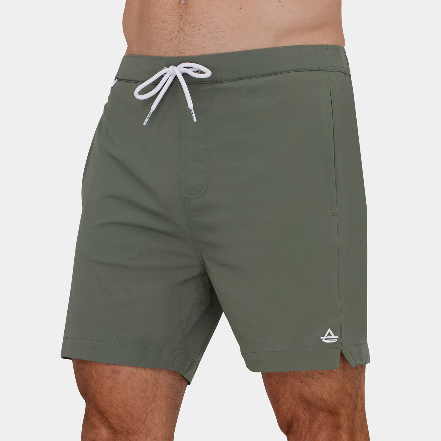 Swim Trunks with Compression Liner: Sage Green - 03