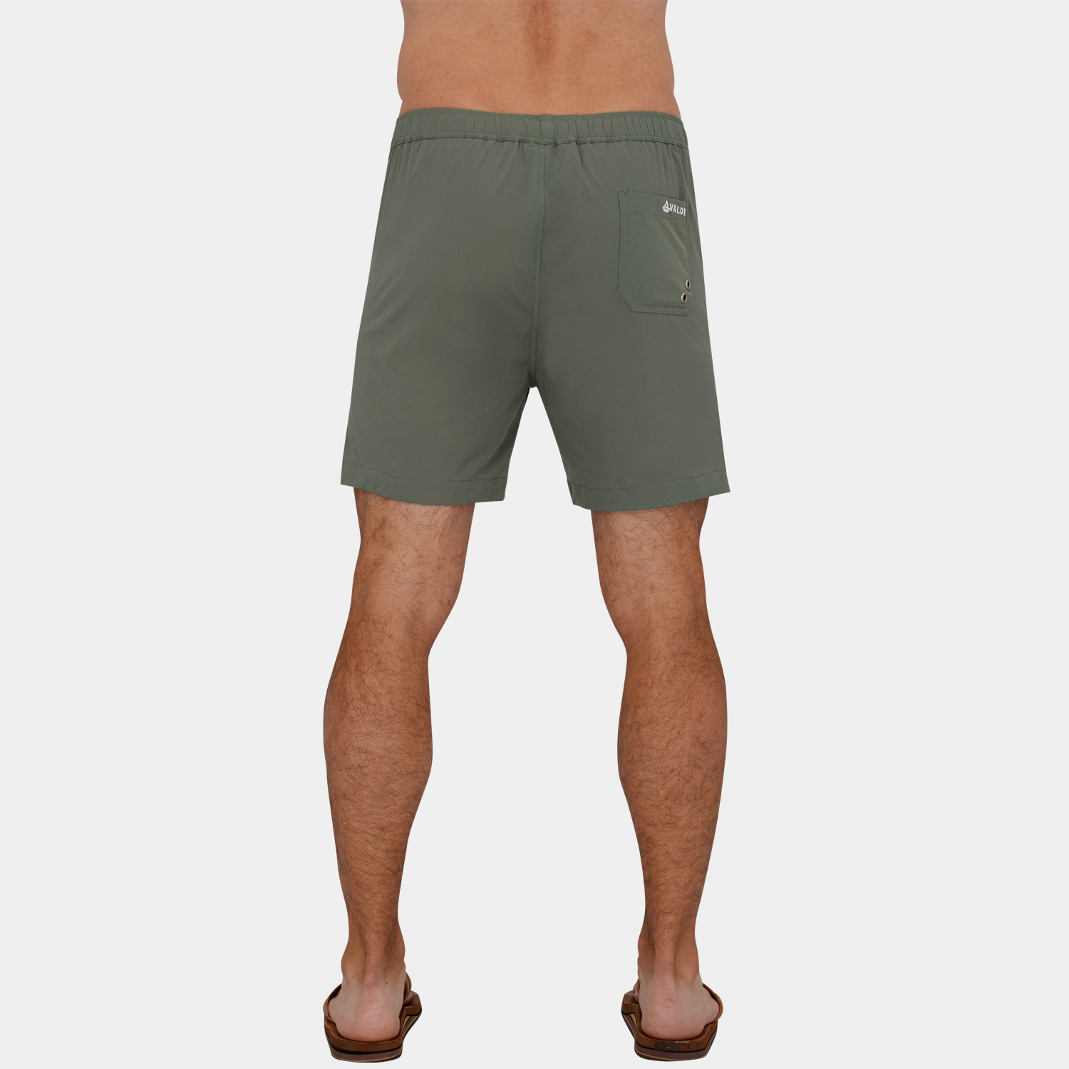 Swim Trunks with Compression Liner: Sage Green - 04