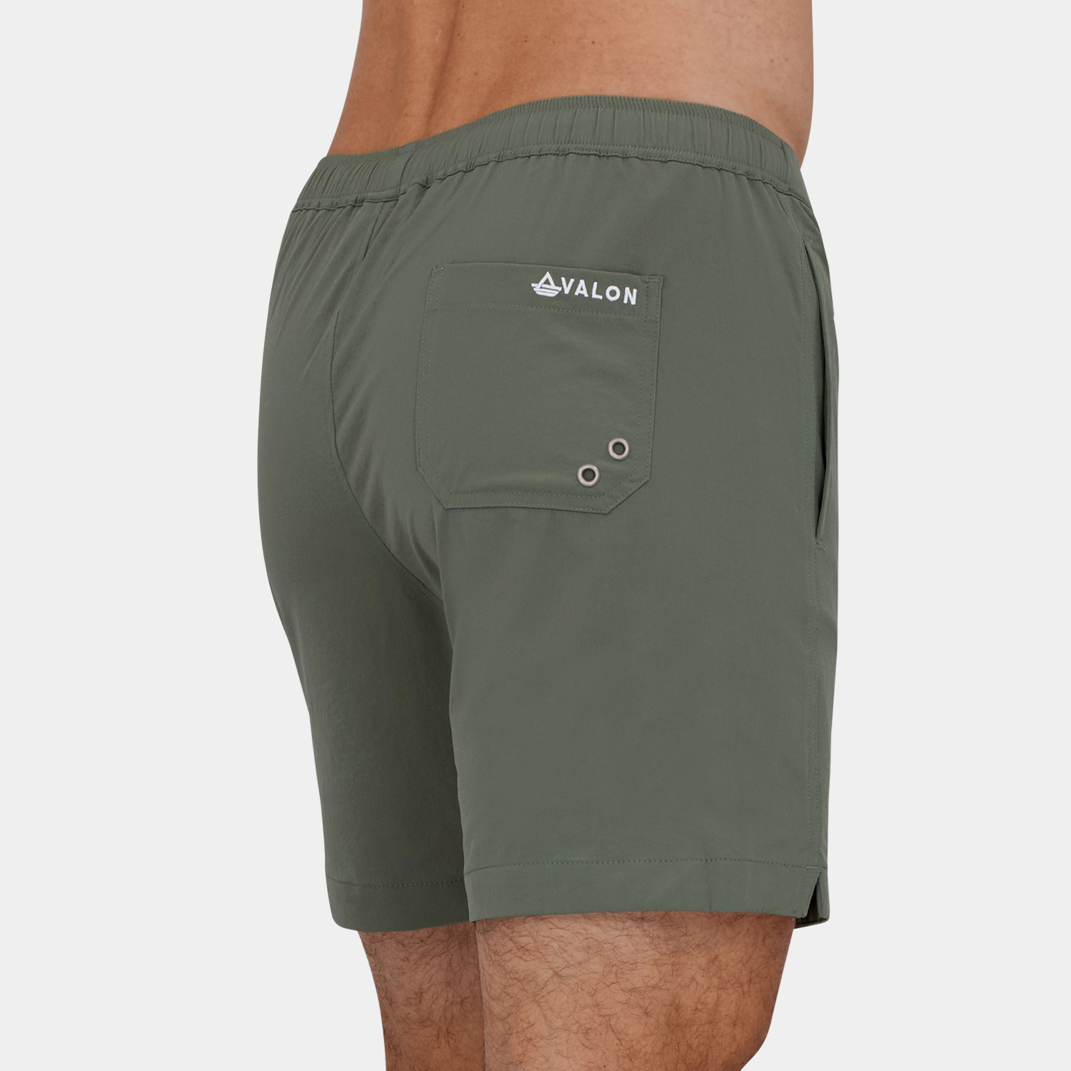 Swim Trunks with Compression Liner: Sage Green - 05