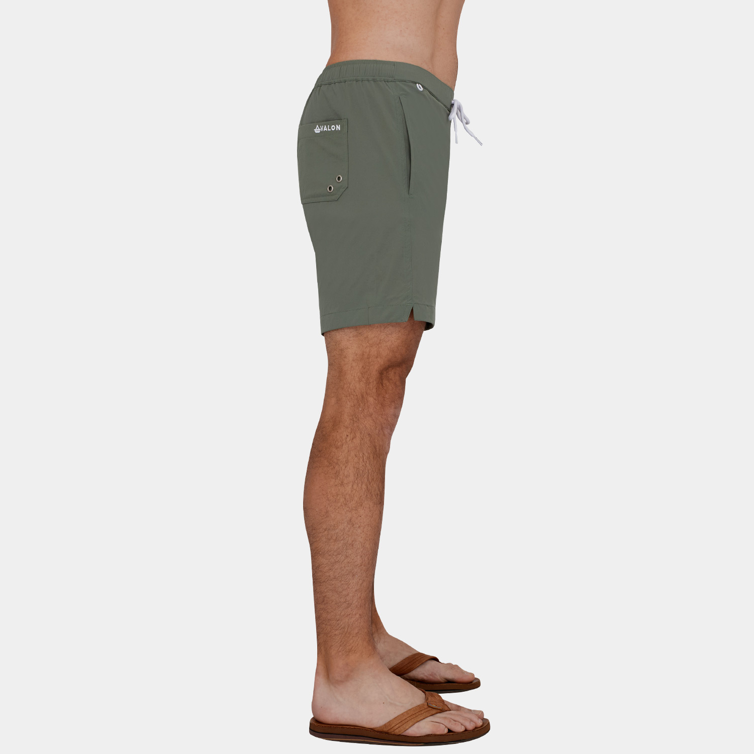 Swim Trunks with Compression Liner: Sage Green - 06