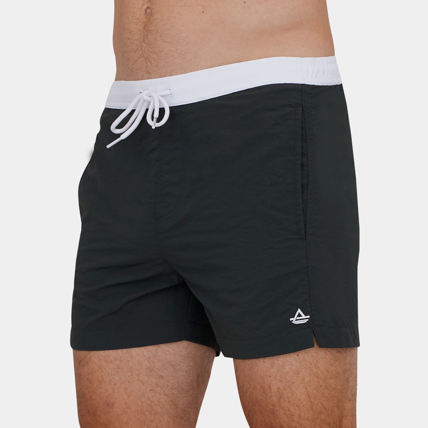 Mens Short Length X-Slim Fit Swim Trunks: Charcoal - 03