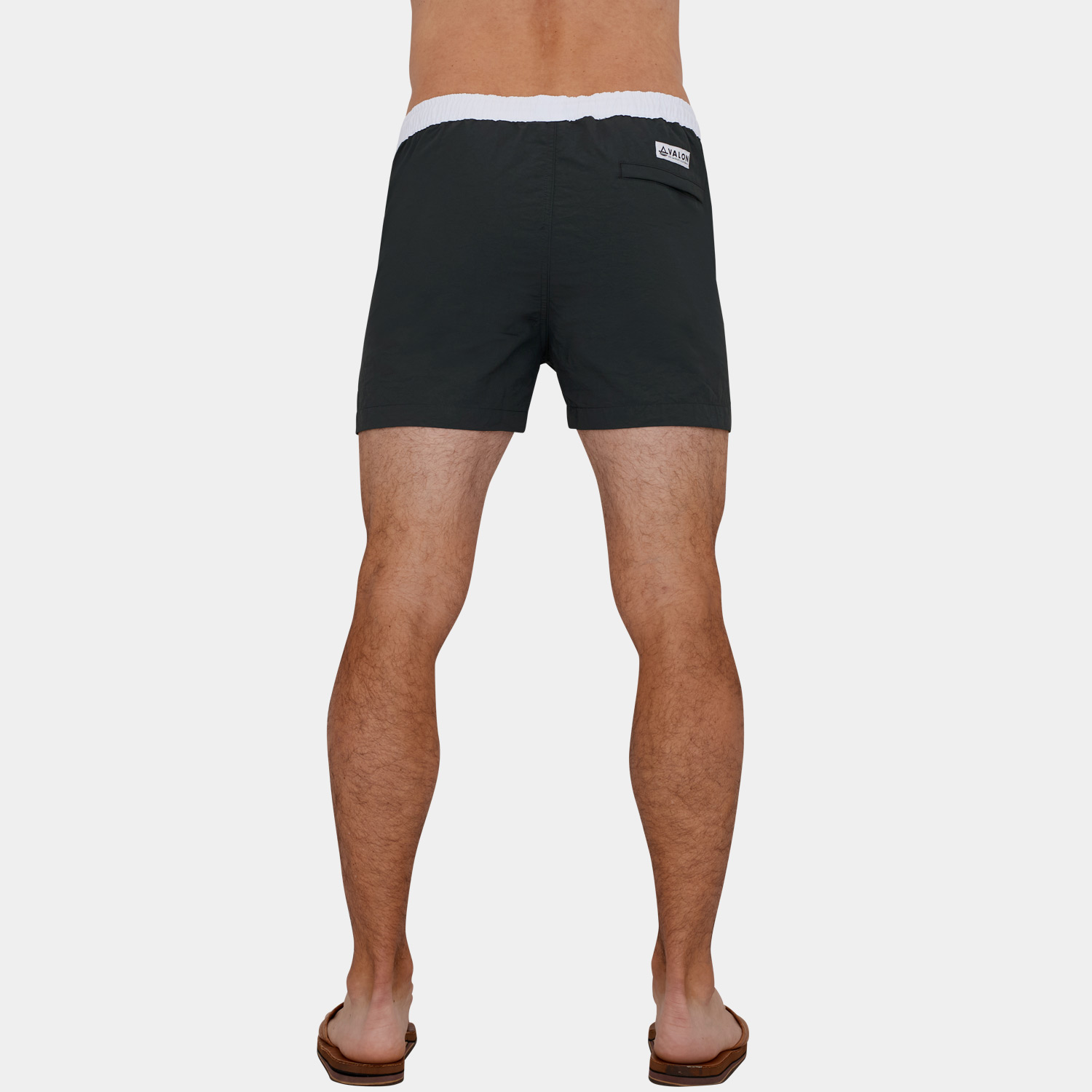 Mens Short Length X-Slim Fit Swim Trunks: Charcoal - 04