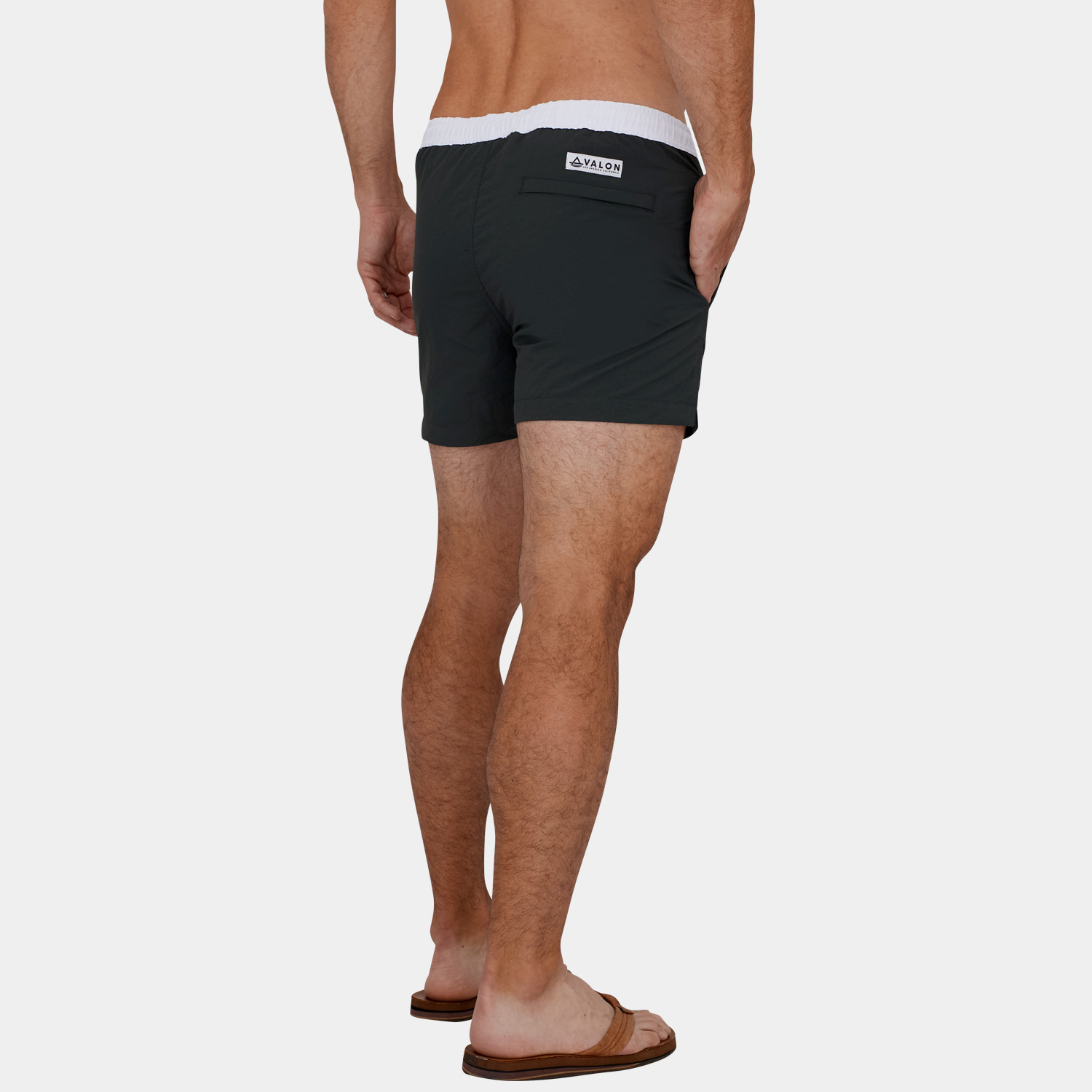 Mens Short Length X-Slim Fit Swim Trunks: Charcoal - 06