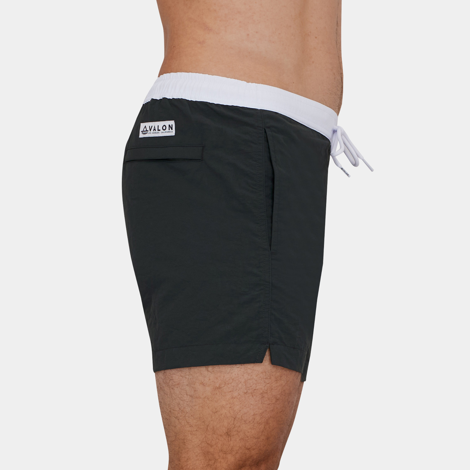 Mens Short Length X-Slim Fit Swim Trunks: Charcoal - 07