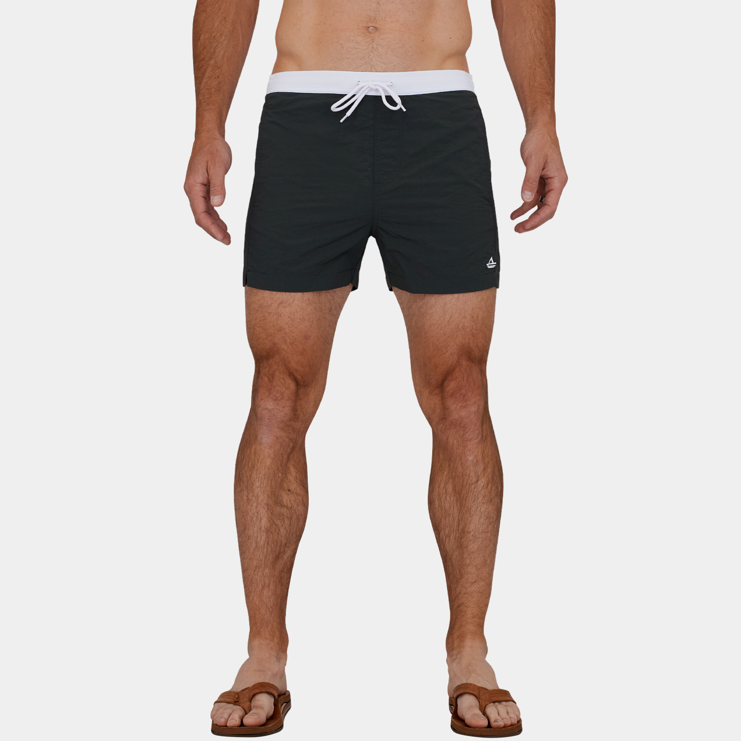 Mens Short Length X-Slim Fit Swim Trunks: Charcoal - 08