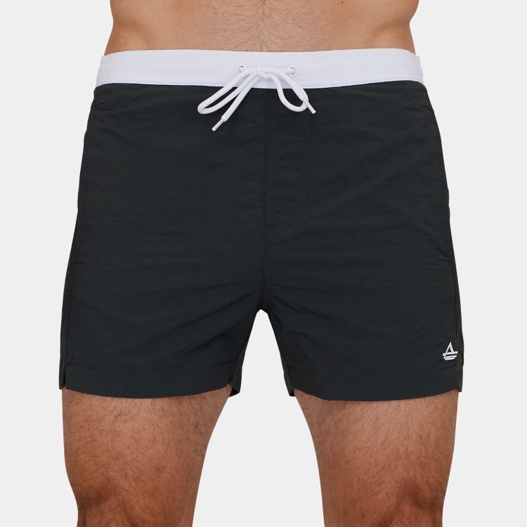 Mens Short Length X-Slim Fit Swim Trunks: Charcoal