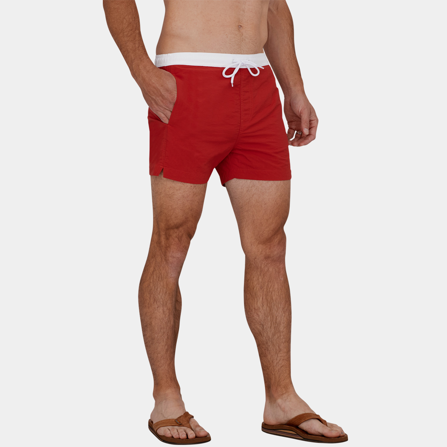 Mens Short Swim Trunks: Red - 02