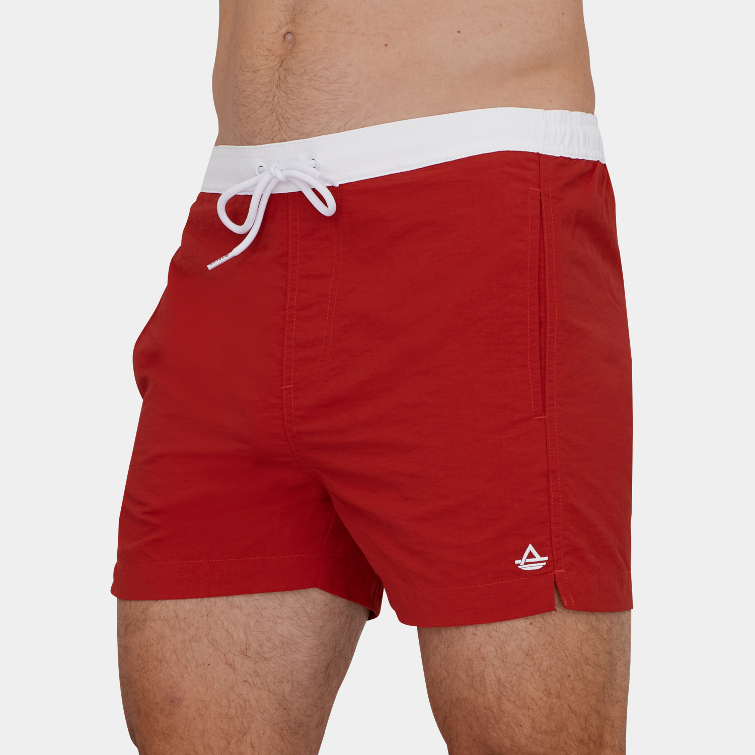Mens Short Swim Trunks: Red - 03