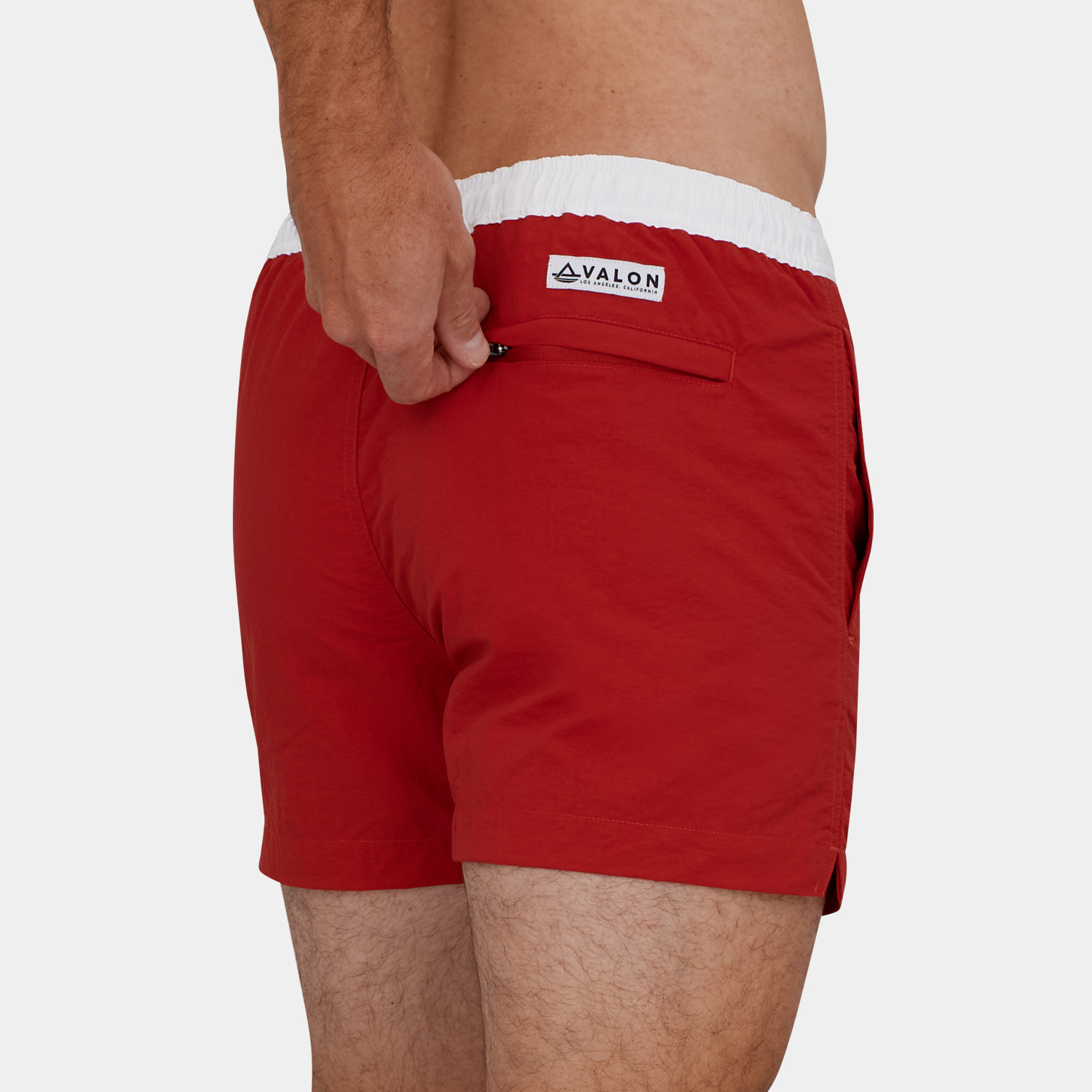 Mens Short Swim Trunks: Red - 05