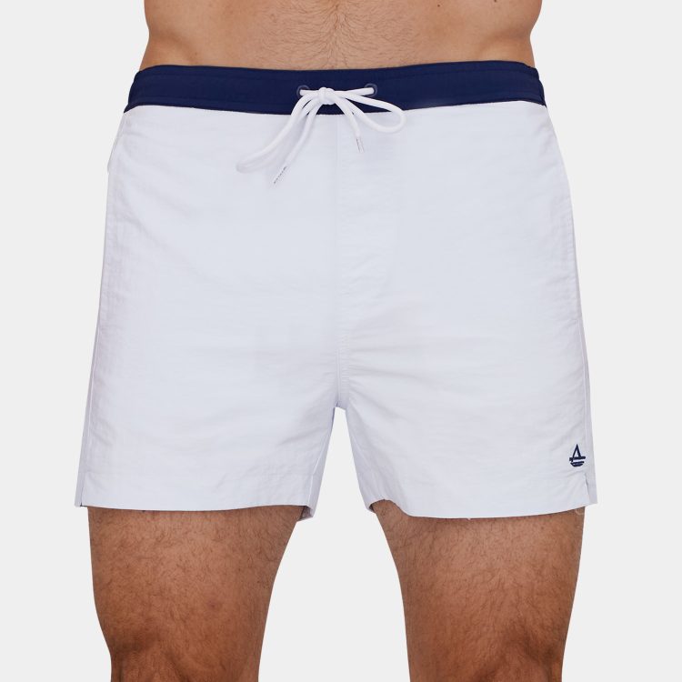 White Swim Shorts: Short Length